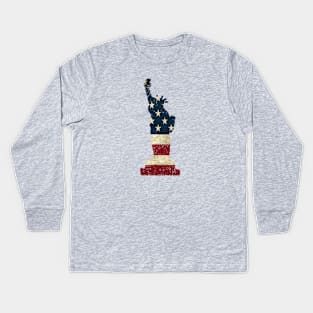 American Flag Statue of Liberty Kids Long Sleeve T-Shirt